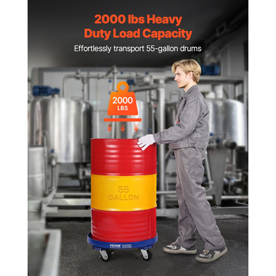 VEVOR 55 Gallon Drum Dolly 2000 lbs Barrel Dolly Cart Drum Caddy 4 τροχοί τροχού