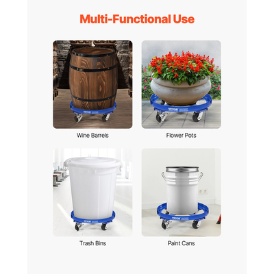 VEVOR 55 Gallon Drum Dolly 2000 lbs Barrel Dolly Cart Drum Caddy 4 τροχοί τροχού