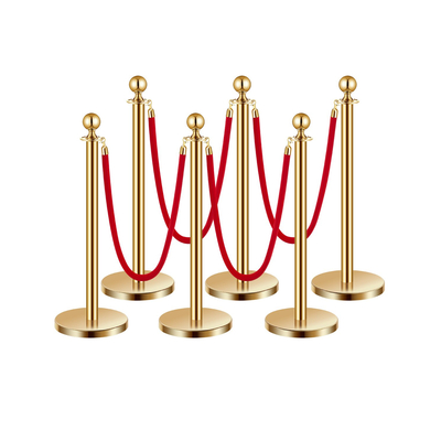 VEVOR 6 τεμ Gold Stanchion Post 4 Red Velvet Ropes Sand Injection Hollow Base