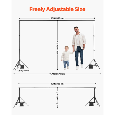 VEVOR Backdrop Stand Background Stand Kit 6,5 x 10 ft για Party &amp; Photo Studio
