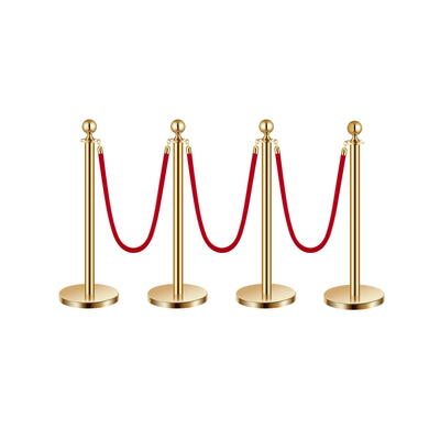 VEVOR 4 τμχ Gold Stanchion Post 3 Red Velvet Ropes Sand Injection Hollow Base