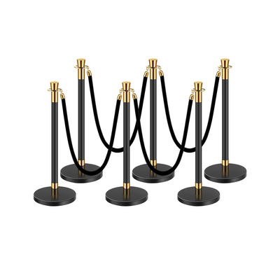 VEVOR 6 τμχ Stanchion Post με 4 μαύρα βελούδινα σχοινιά Sand Injection Hollow Base