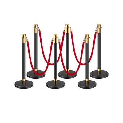 VEVOR 6 τμχ Stanchion Post με 4 Red Velvet Σχοινιά &amp; Sand Injection Hollow Base