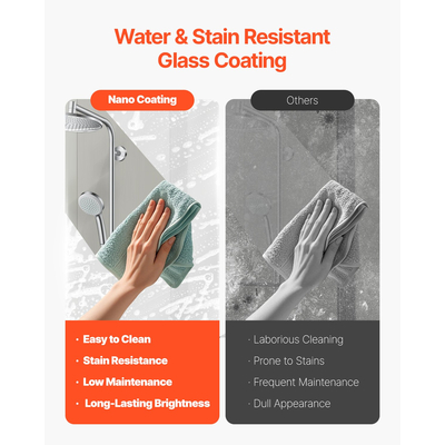 VEVOR Πόρτα ντους μπανιέρας χωρίς πλαίσιο 34 in. Π x 55 ίντσες. Υ 180° Περιστρεφόμενη πόρτα