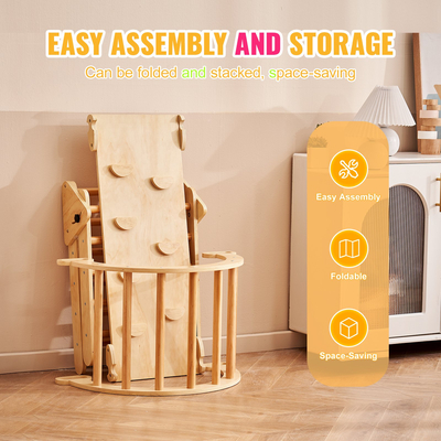 VEVOR Pikler Triangle Set 5in1 Montessori Climbing Toys for Toddlers 1-3 M Wood