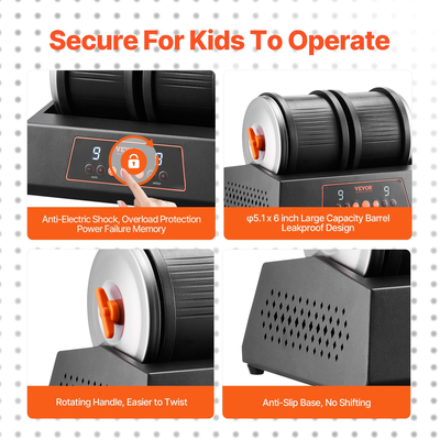 Rock Tumbler Machine 8 lbs Rock Polishing Kit 9 Speed ​​Timer 9-day Dual Barrels