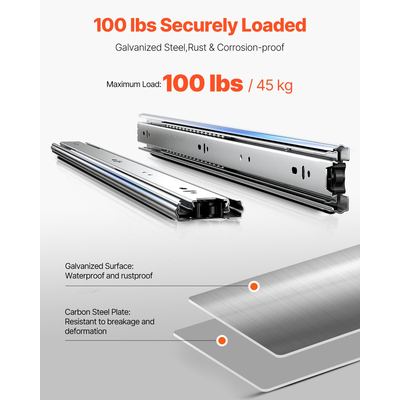 Συρταριέρα VEVOR Slides Πλαϊνή βάση 24 ιντσών 10 ζεύγη Αντικατάσταση φορτίου 100 LB