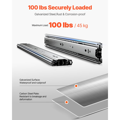 VEVOR Ντουλάπι συρταριού Slides Πλαϊνή βάση 18 ιντσών 10 ζεύγη Αντικατάσταση φορτίου 100 LB
