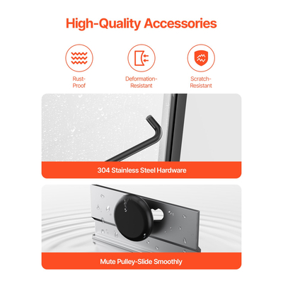 VEVOR Πόρτα ντους μπανιέρας 50-60 ίντσες Π x 60 ίντσες Υ Πόρτα μπανιέρας παράκαμψης ημι-πλαίσιο