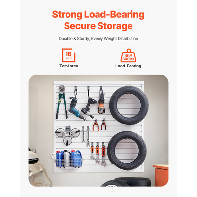 VEVOR 4 x 4 ft Επένδυση τοίχου από PVC Λευκή πλάκα γκαράζ με αρθρωτό σχέδιο