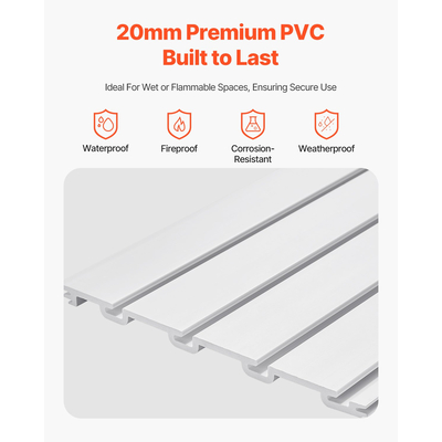 VEVOR 4 x 4 ft Επένδυση τοίχου από PVC Λευκή πλάκα γκαράζ με αρθρωτό σχέδιο