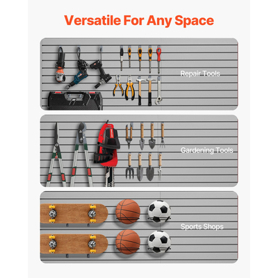 VEVOR 8 x 4 ft Επένδυση τοίχου με πηχάκια PVC γκρι σχάρα γκαράζ με αξεσουάρ