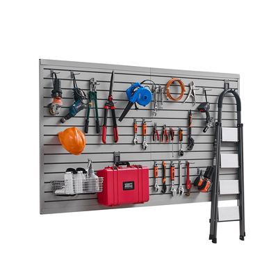 VEVOR 8 x 4 ft Επένδυση τοίχου με πηχάκια PVC γκρι σχάρα γκαράζ με αξεσουάρ