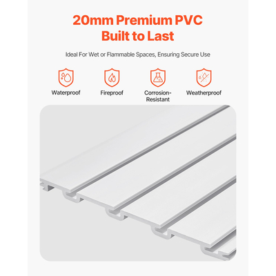 VEVOR 8 x 4 ft Επένδυση τοίχου από PVC Λευκή πλάκα γκαράζ με αξεσουάρ