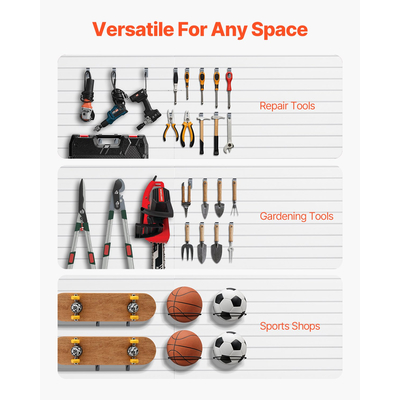 VEVOR 8 x 4 ft Επένδυση τοίχου από PVC Λευκή πλάκα γκαράζ με αξεσουάρ