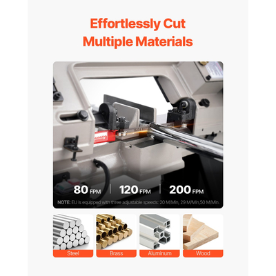 VEVOR Metal Horizontal Band Saw 4 in x 6 in 550 W Variable Speed ​​Band Saw 220V