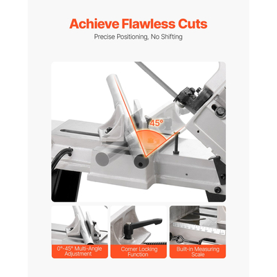 VEVOR Metal Horizontal Band Saw 4 in x 6 in 550 W Variable Speed ​​Band Saw 220V