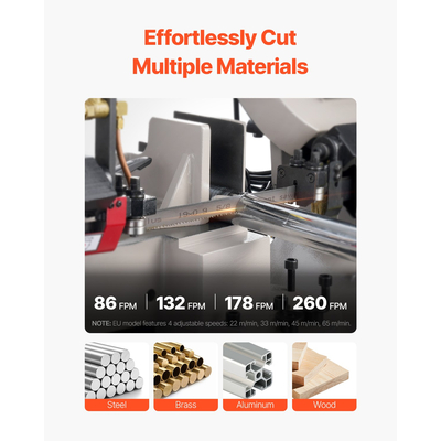 VEVOR Metal Horizontal Band Saw 7 x 8,25 in 1,1 kW Variable Speed ​​Saw 220V