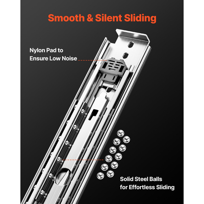 VEVOR 1 Pair 18-60 in Soft-Close Drawer Slides Ball Bearing Full Extension