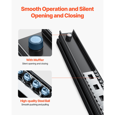 VEVOR Undermount Συρταριέρα Slides 16 ιντσών Κάτω από σκάλες ράγες ντουλαπιού 260 LB φορτίο