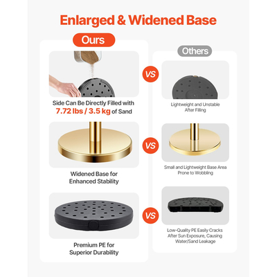 VEVOR 4 τμχ Gold Stanchion Post 2 Red Velvet Ropes Sand Injection Hollow Base