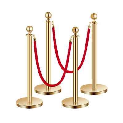 VEVOR 4 τμχ Gold Stanchion Post 2 Red Velvet Ropes Sand Injection Hollow Base