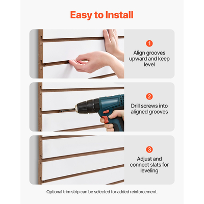 VEVOR 4 x 4 ft Επένδυση τοίχου από MDF Λευκή πλάκα γκαράζ με αρθρωτό σχέδιο