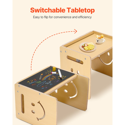 Σετ τραπεζιού και καρέκλας απογαλακτισμού VEVOR Γραφείο για νήπια Montessori με ξύλο μαυροπίνακα