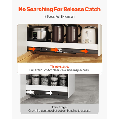 VEVOR Undermount Συρταριέρα Slides 24 ιντσών Κάτω από σκάλες ράγες ντουλαπιού 260 LB φορτίο