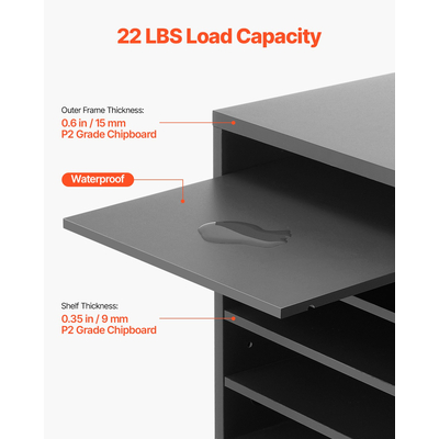 VEVOR Wooden Literature Organizer 5 θέσεων με ρυθμιζόμενα ράφια Γκρι