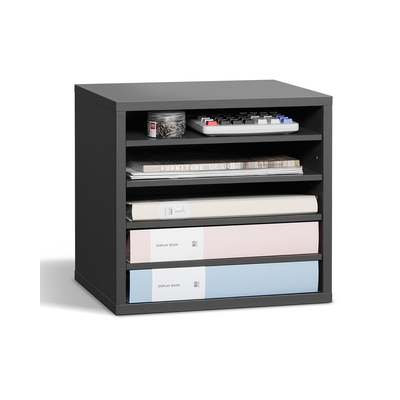VEVOR Wooden Literature Organizer 5 θέσεων με ρυθμιζόμενα ράφια Γκρι