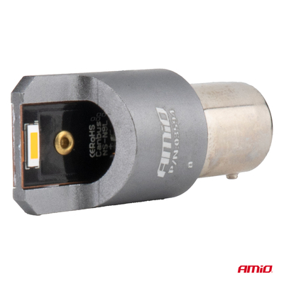 ΛΑΜΠΑΚΙΑ PY21W BAU15s 12/24V 6.000K 2xSMD LED FULL CAN-BUS ΠΟΡΤΟΚΑΛΙ PRO SERIES AMIO - 2 Τεμ.