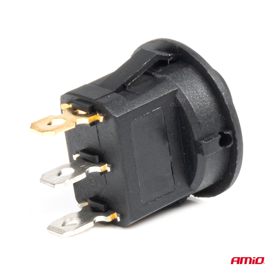 ΔΙΑΚΟΠΤΗΣ 12V ON/OFF ΣΤΡΟΓΓΥΛΟΣ ΜΕ 3 ΕΠΑΦΕΣ ΚΟΚΚΙΝΟ LED  AMIO - 1 τεμ.
