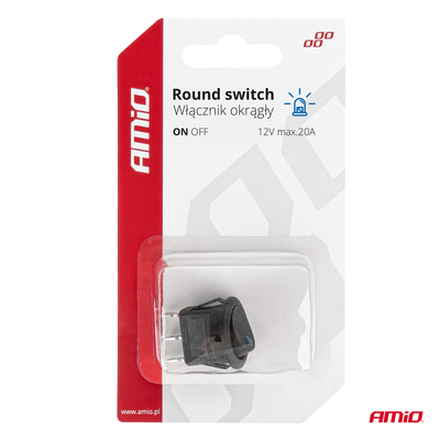 ΔΙΑΚΟΠΤΗΣ 12V ON/OFF ΣΤΡΟΓΓΥΛΟΣ ΜΕ 3 ΕΠΑΦΕΣ ΜΠΛΕ LED  AMIO - 1 τεμ.