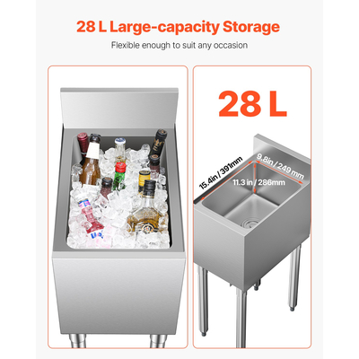 Επαγγελματικός κάδος πάγου VEVOR 28 L Κάδος πάγου κάτω από τη ράβδο με συρόμενες θήκες για μπουκάλια