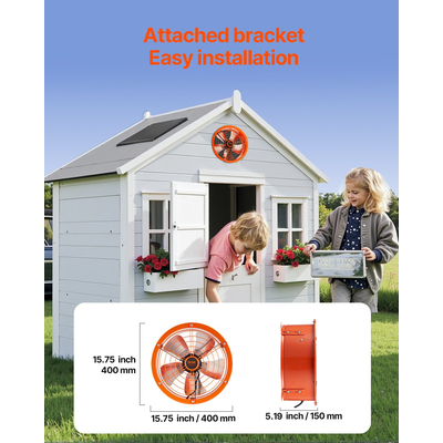 VEVOR 14&quot; Gable Mount Fan 1300 CFM Attic Vent Ανεμιστήρας με Ρυθμιζόμενο Θερμοστάτη