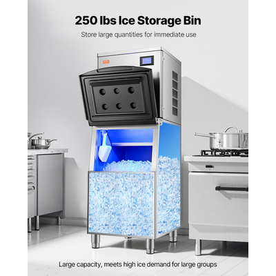 Κάδος αποθήκευσης VEVOR Commercial Ice Maker Δοχείο πάγου από ανοξείδωτο ατσάλι χωρητικότητας 250 lbs