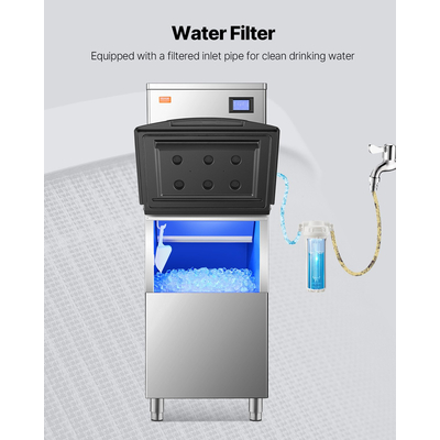 Κάδος αποθήκευσης VEVOR Commercial Ice Maker Δοχείο πάγου από ανοξείδωτο ατσάλι χωρητικότητας 250 lbs