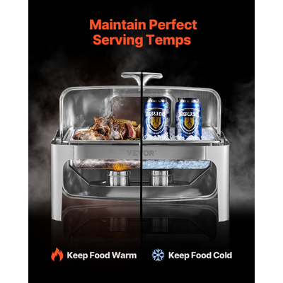 VEVOR 9Qt 1 Πακέτο Ορθογώνιο Ρολό Σετ πιάτων με 2 τηγάνια μισού μεγέθους