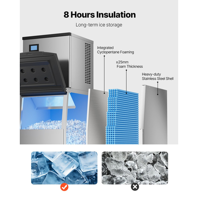 Κάδος αποθήκευσης VEVOR Commercial Ice Maker Δοχείο πάγου χωρητικότητας 250 lbs με φίλτρο