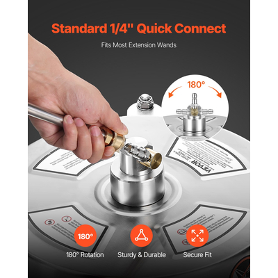 VEVOR 14" Καθαριστικό Επιφανείας Πλυντηρίου Πίεσης 4 Τροχών 4000 Max PSI 2 Extended Wands