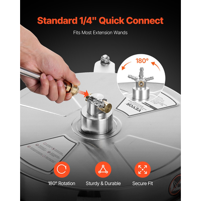 VEVOR 16,5" Καθαριστικό Επιφανειών Πλυντηρίου Πίεσης 4 Τροχών από ανοξείδωτο ατσάλι 4000 Max PSI