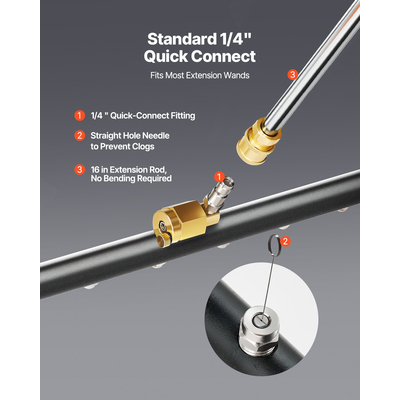 VEVOR 16" Καθαριστικό πλυντηρίου υπό πίεση με 2 τροχούς 2 εκτεταμένες ράβδους