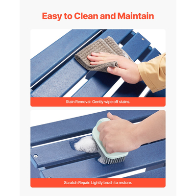 VEVOR Adirondack Ottoman 2 Set 18,7L x 18,9W x 13,8H Inch HDPE Footrest Blue