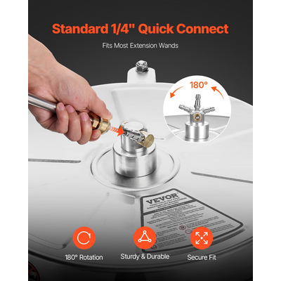 VEVOR 18" Καθαριστικό Επιφανειών Πλυντηρίου Πίεσης 4 Τροχών 4000 Max PSI 2 Extended Wands