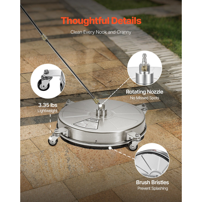 VEVOR 18" Καθαριστικό Επιφανειών Πλυντηρίου Πίεσης 4 Τροχών 4000 Max PSI 2 Extended Wands