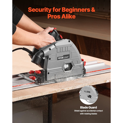 VEVOR Track Saw 6-1/2 in Plunge-Cut κυκλικό πριόνι για ξύλο μέταλλο (μόνο εργαλείο)