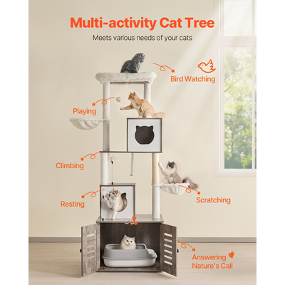 VEVOR Large Cat Tree Box Box Περίβλημα 2-σε-1 Cat Tower Εσωτερικό Play House για γάτες