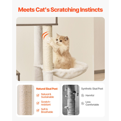 VEVOR Large Cat Tree Box Box Περίβλημα 2-σε-1 Cat Tower Εσωτερικό Play House για γάτες