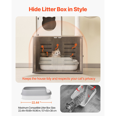 VEVOR Large Cat Tree Box Box Περίβλημα 2-σε-1 Cat Tower Εσωτερικό Play House για γάτες